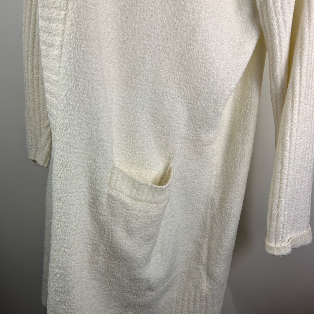 Barefoot Dreams hooded Long Open Front Duster Cardigan - Cream - Picture 7 of 10